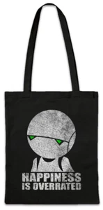 Happiness Is Overrated Stofftasche Einkaufstasche Depression Robot Fun Robots - Picture 1 of 1