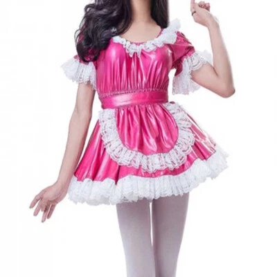 Vestido de criada francesa Sissy bloqueable pvc cosplay disfraz hecho a medida Foto 1 de 3