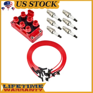 Bobina de encendido FD488 con bujías y cables para Ford Mustang V6 1994-2000 3,8 L - Imagen 1 de 14