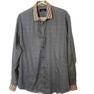 Banana Lemon Men's Cotton XL Shirt Blue Grey speckled Plaid collar Btn Up - Picture 1 of 8