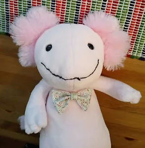 FAO schwarz Axolotl Plüschtier 16 Zoll rosa liebevoll weich Glitzer Fliege flauschig süß - Bild 1 von 18