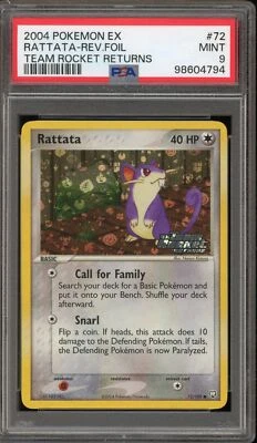 Pokemon Rattata EX Team Rocket Returns Reverse Holo #72 PSA 9 Mint - Image 1 of 2