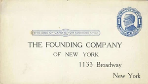 US 1910 Founding Co Advertising Postal Stationery Card #UX22 New York - Picture 1 of 2
