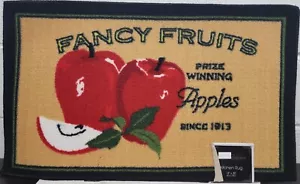 Printed Kitchen Rug (nonskid)(18"x30") FANCY FRUITS,APPLES # 1,rectangle,dk.,Sig - Picture 1 of 20