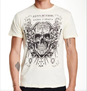 Affliction American Tattoo DECOMPOSE A10180 Men's Short Sleeve T-shirt Tee White - Picture 1 of 2