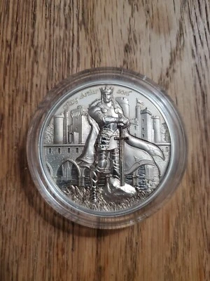 2016 $10 Cook Islands 2 oz Silver Ultra Cameo High Relief -King Arthur  - Image 1 of 2