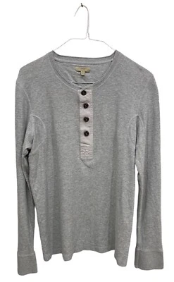 Burberry London Henley Shirt Half Button Grey Slim Fit Men L Thermal Long Sleeve - Image 1 of 4