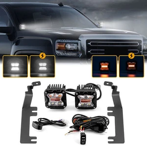 For Silverado 2500/3500HD 15-19 3'' Amber White Strobe Light+Ditch Mount+DT Wire - Picture 1 of 11