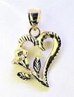14 k Yellow Gold 2.2 g Single Flower Heart Pendant Real Solid
