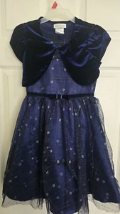Jona Michelle Girls Navy Silver Dress With Shrug Size 7 - Picture 1 of 9