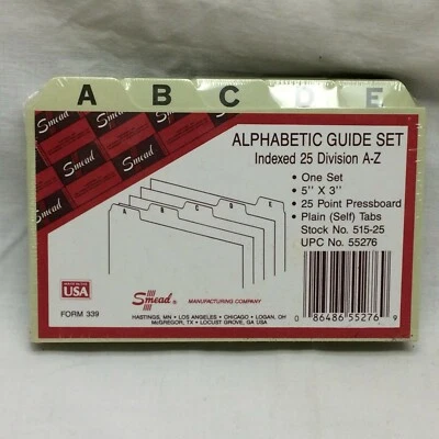 Smead Alphabetic Guide Set Indexed 25 Division A-Z - Image 1 of 4