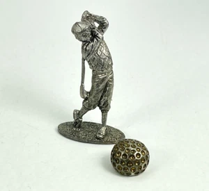Vintage 1993 Metzke Swinging Golfer Golfing Solid Pewter Figurine Golf Ball 2.5" - Picture 1 of 7