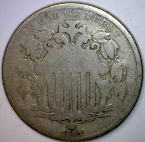1867 ERROR Retained CUD Shield Nickel Coin NICE CUD + Die Cracks Errors NR - Picture 1 of 8