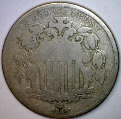 1867 ERROR Retained CUD Shield Nickel Coin NICE CUD + Die Cracks Errors NR - Image 1 of 4