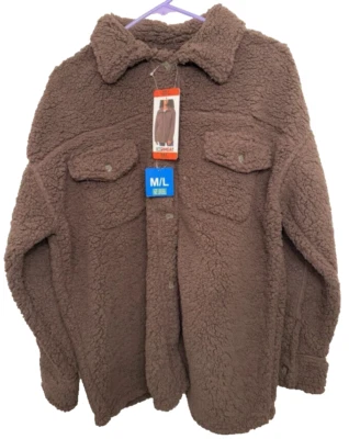 NUEVO 32 GRADOS Mujer Acogedora Camisa Polar Chaqueta De Gran Tamaño, Marrón, M/L (179) Foto 1 de 4