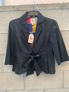 Giacca da donna Tulle grande cravatta nera vita lino cotone manica a 3/4 taglie varie - Foto 1 di 6