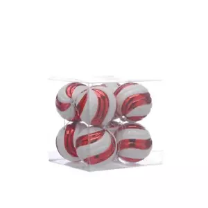 Red/White Candy Cane Balls 8cm Pack x8 Christmas - Picture 1 of 1