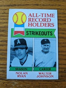 1979 Topps Baseball Set Break 417 Nolan Ryan/Walter Johnson ATL EX Nicely Center - Bild 1 von 6