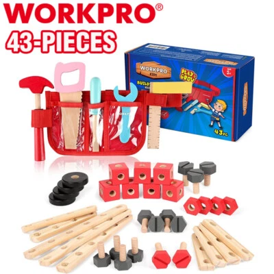 WORKPRO 43PC Wooden Building Toy Tool Set Creative Construction Toy Building Toy - Image 1 of 4