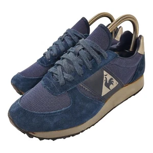 Vintage LE COQ SPORTIF Shoes Mens Size 5 Blue Suede Athletic Sneaker Retro 80s - Picture 1 of 13