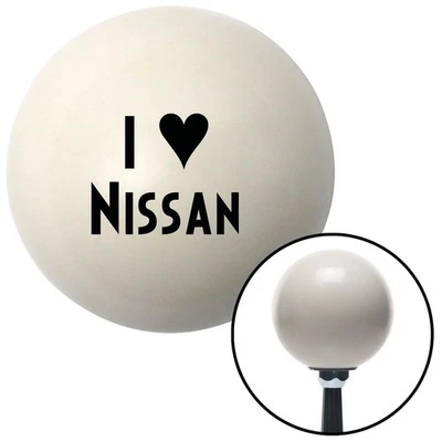 Black I <3 for NISSAN Ivory Shift Knob w/ M16x1.5 Insert Shifter Auto Manual - Image 1 of 4