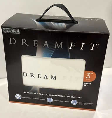 Dream Fit 3 Degree Select SPLIT KING Sheet Set White 100% Pima Cotton NEW! - Image 1 of 4