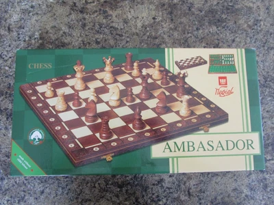 Wegiel Ambassador Chess Set Poland Wood 110mm King 52sm Board (21in) NEW - Image 1 of 4