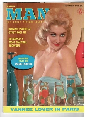 MODERN MAN Magazine, Sept. 1959 Marge Martin, Gypsy Rose Lee, Jane Dolinger ++ - Image 1 of 3