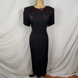 USA Vintage SCARLETT Größe 12 elegantes Kurzarm Satin Akzent Spaltenkleid gebraucht, in einwandfreiem Zustand - Bild 1 von 10