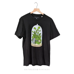 Robot vs Sloth Tshirt Maglietta Uomo M Nero Verde Venere Trappola Mosche Piante Botanica - Foto 1 di 7