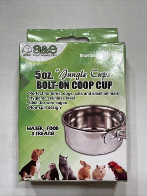 “JUNGLE CUPS” BOLT-ON COOP CUP 5 oz For Water Food And Treats - Image 1 of 4