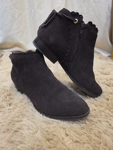 Jack Rogers Charlotte Dark Expresso Brown Suede Leather Ankle Boots Sz 9M - Picture 1 of 5