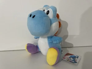 SUPER MARIO - 8 INCH LIGHT BLUE YOSHI PLUSH SOFT TOY SANEI ALL STAR COLLECTION - Picture 1 of 4