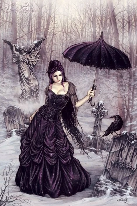 Poster Parasol Girl by Victoria Frances Gothic Art - Image 1 of 1