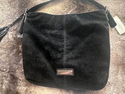 Andrew Marc Black Velvet Tote Bag New Shoulder Purse Lined Pockets 14 X 13 X 3 - Image 1 of 3