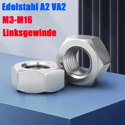 Linksgewinde Sechskantmuttern DIN 934 Edelstahl A2 VA2 M4 M5 M6 M8 M10 Bis M20 - Bild 1 von 4