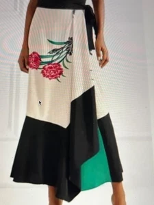Diane Von Furstenberg Floral Silk Midi Wrap Skirt Size 10 - Picture 1 of 1
