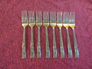 Set Of 8 Dinner Forks Lifetime Stainless SILVER LEAVES Japan 7 1/2" glossy - Picture 1 of 5
