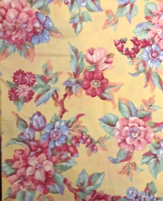 VTG Yellow Background w/ Multicolored Floral Polish Cotton Marcus Brothers BTHY - Image 1 of 4