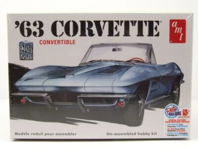 Chevrolet Corvette Convertible 1963 Kit Modellismo Plastica Auto 1:25 AMT - Immagine 1 di 4