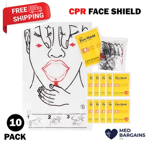 Ever Ready First Aid CPR Face Shield for Adults Children and Infants - 10 Pack - Picture 1 of 6
