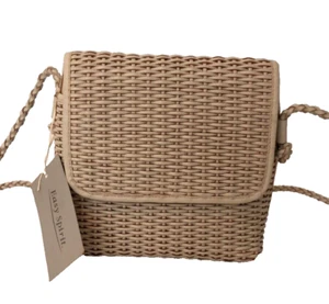 Cee Klein Woven Rattan Crossbody Bag Boho Straw Purse Fixed Strap NWT Chic - Picture 1 of 24