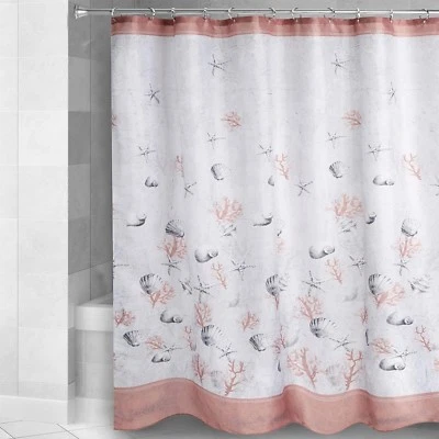 Traditions DANA POINT Shower Curtain Nautical Starfish Shells Coral Gray Beach  - Image 1 of 4