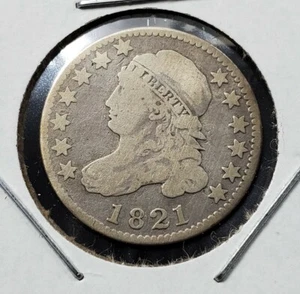 1821 P Capped Bust Silver Dime Coin Choice Fine Circulated Condition Nice - Picture 1 of 4