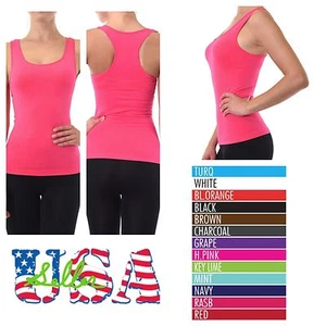 Mujer Racer espalda Camiseta sin mangas Moda sin mangas Casual Tops Deportes Yoga Fitness - Imagen 1 de 8