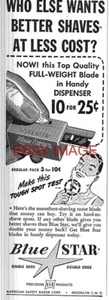 1950 Werbung für BLUE STAR Rasierklingen Vintage Original Printanzeige 735U - Bild 1 von 1