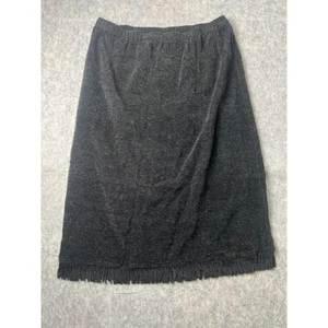 Indigo Moon A-Line Skirt Women's 1X Black Glitter Rayon Elastic Waist Fringe Hem - Picture 1 of 7