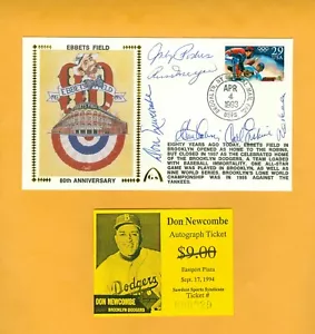 Ebbets Field 80th Anniversary Autographed Gateway Cachet Carl Erskine + 5 More - Picture 1 of 2