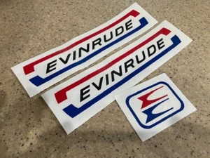 Evinrude 6 HP Vintage Outboard Motor Decals Black Red and Blue + FREE Shipping! - Picture 1 of 1