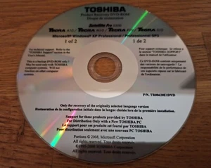 Toshiba Product Recovery DVD - Windows XP Professional SP3 - 2 discs - Bild 1 von 2